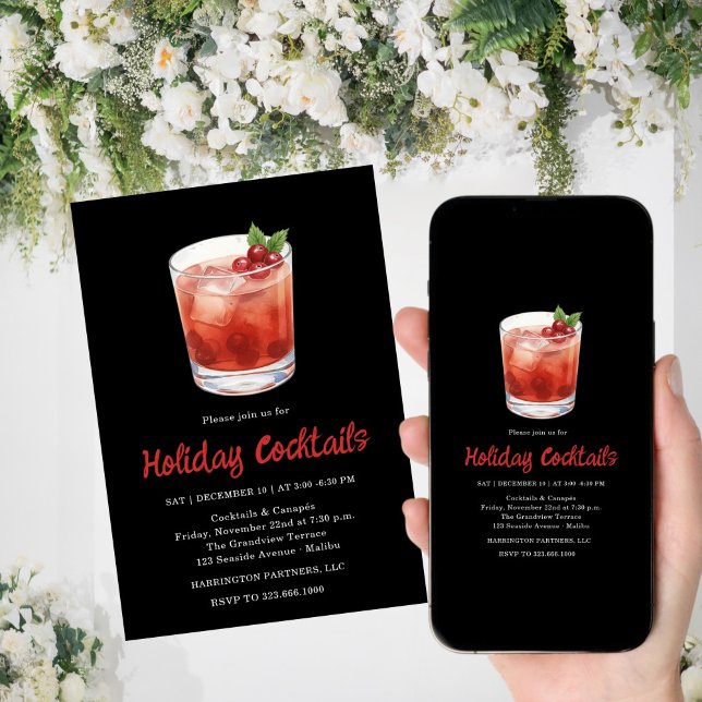 Festive Drinks Celebration, Winter Holiday Invitation (Creator Uploaded)