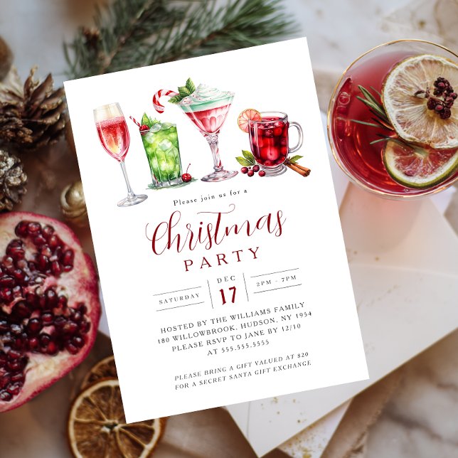 Festive Drinks Christmas Party   Invitation (Creator Uploaded)