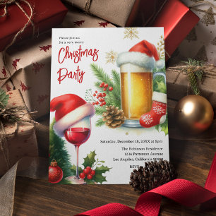 Festive Drinks Christmas Party Invitation