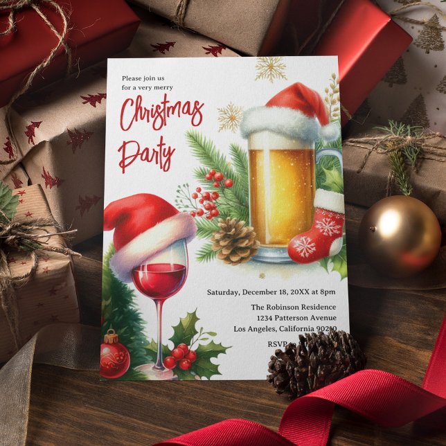Festive Drinks Christmas Party Invitation (Creator Uploaded)