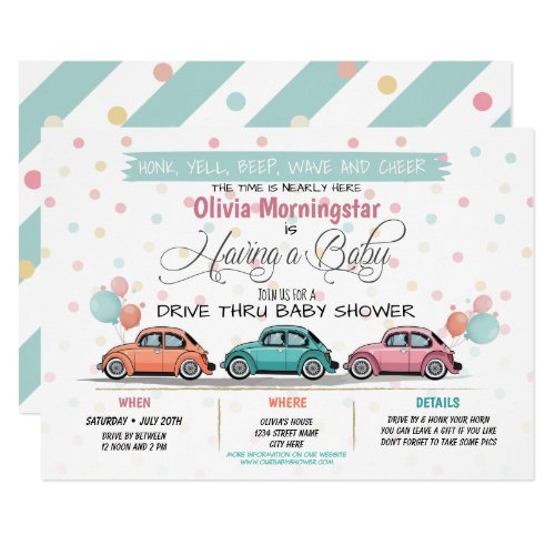 Festive Drive By Baby Shower Parade Invitation