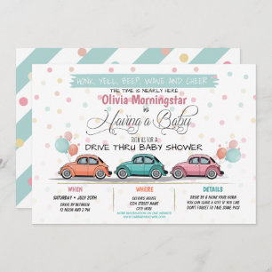 Festive Drive By Baby Shower Parade Invitation
