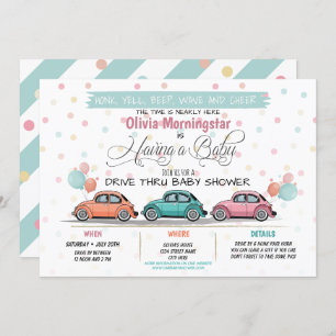 Festive Drive By Baby Shower Parade Invitation