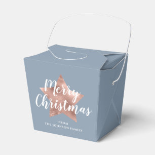 Festive Dusty Blue Merry Christmas Favor Boxes