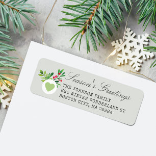 Festive Dusty Green Return Address Holiday Label