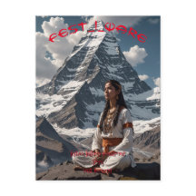 Festive Earring postcard Mount Kailash meditator