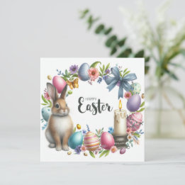 Festive Easter Bunny Illustration Holiday Card