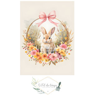 Festive Easter Bunny Surrounded By Flowers Tissue Paper