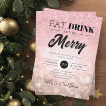 Festive Eat & Drink Rose Gold Holiday Xmas Party Invitation