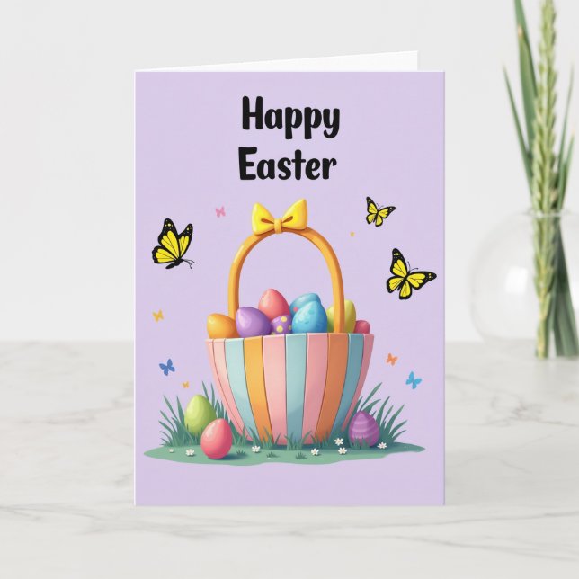 Festive Eggs Basket Spring Time Card (Front)