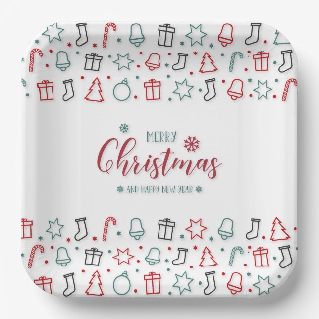 Festive Elegance Christmas Paper Plates (Front)