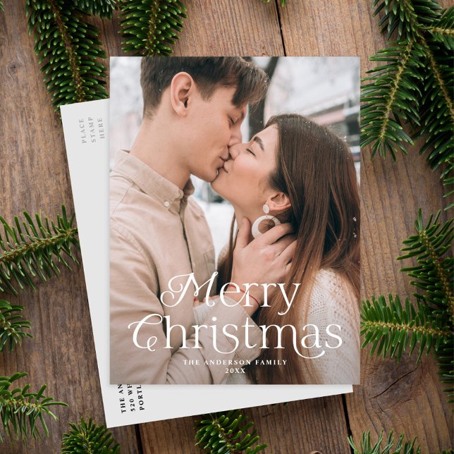 Festive Elegance Merry Christmas Photo Holiday Postcard (Creator Uploaded)