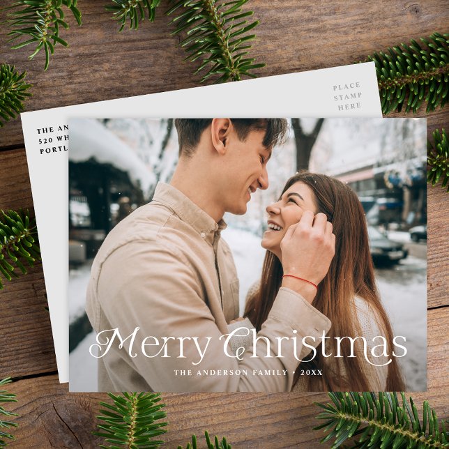 Festive Elegance Merry Christmas Photo Holiday Postcard (Creator Uploaded)
