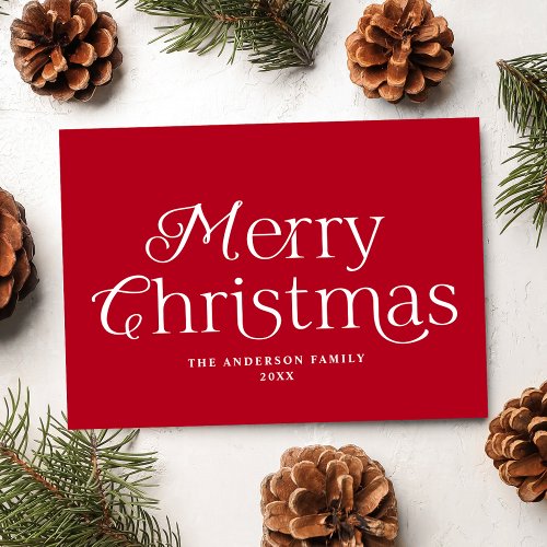 Festive Elegance Red Merry Christmas Non_Photo Holiday Card
