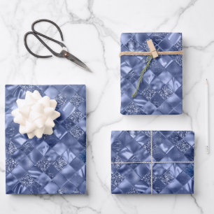 festive elegant blue tiled Christmas pattern Wrapping Paper Sheets