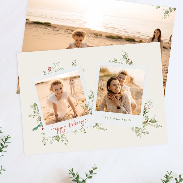 Festive Elegant Botanical Christmas Photo Album Holiday Card (Creator Uploaded)