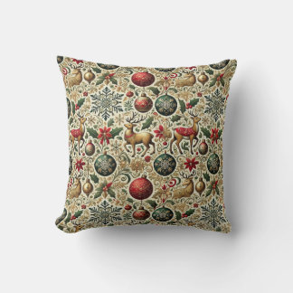 Festive Elegant Christmas Throw Pillow