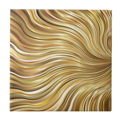 Festive Elegant  Gold Abstract Flowing Stripes Tile