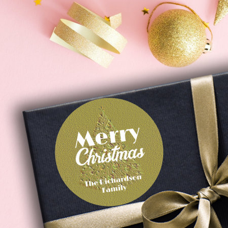 Festive Elegant Golden Embossed Christmas Tree