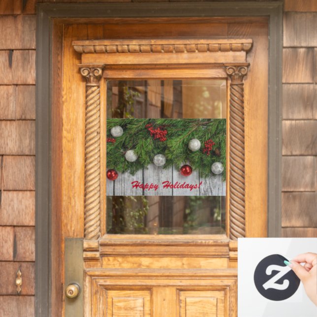 Festive & Elegant Happy Holidays  Window Cling (Home Door)