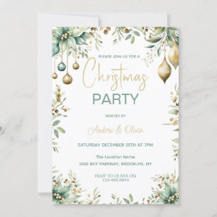 Festive Elegant Ornaments Christmas Party Invitation