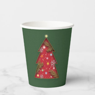 Festive Elegant Paper Cut Merry Christmas Tree Cups