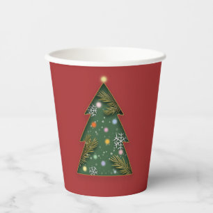 Festive Elegant Paper Cut Merry Christmas Tree Cups