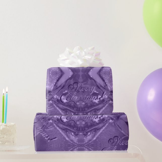 Festive Elegant Script Modern Purple Christmas Wrapping Paper (Party Gifts)