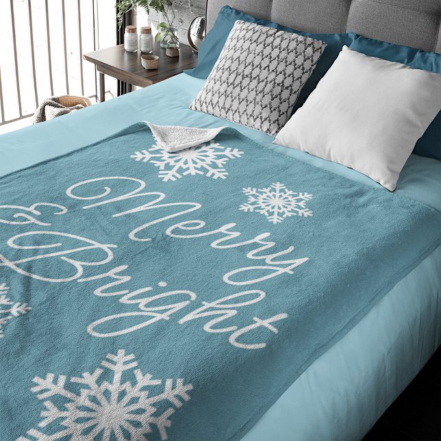 Festive Elegant Seasons Greetings On Teal Blue Fleece Blanket (Creator Uploaded)
