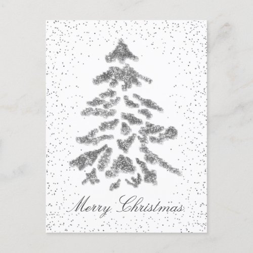 Festive Elegant Silver Merry Christmas  Holiday Postcard