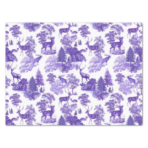 Festive Elegant Vintage Periwinkle Blue Deer Woods Tissue Paper