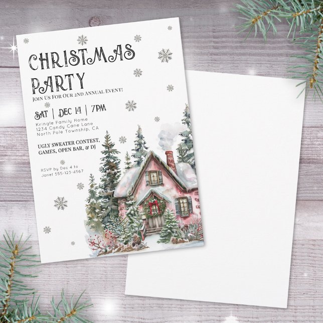 Festive Elegant Winter Holiday Christmas Party Invitation (Festive Elegant Winter Christmas Party Invitation)
