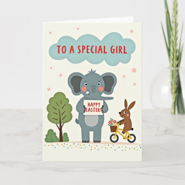 Festive Elephant Celebration Card (Front)