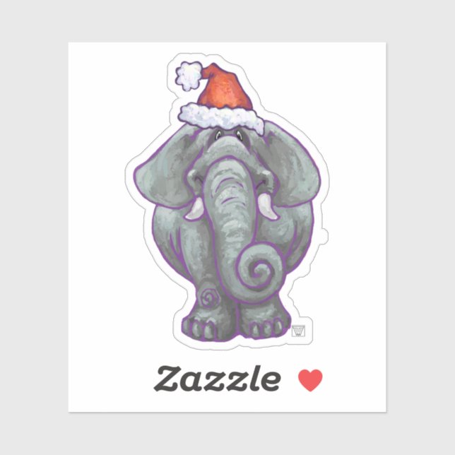 Festive Elephant Christmas Sticker (Sheet)