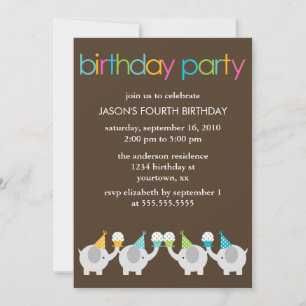 Festive Elephants Kids Birthday Party Invitation