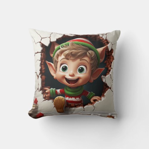 Festive Elf Dreams Childrens Holiday Cushion