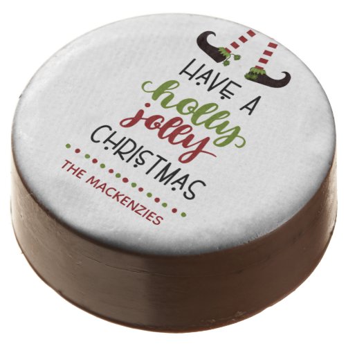 Festive Elf Holly Jolly Christmas Personalized Chocolate Covered Oreo