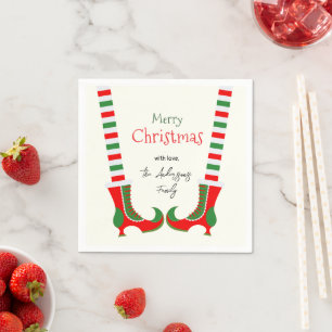Festive Elf leg Merry Christmas Napkins