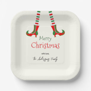 Festive Elf Legs Merry Christmas Paper Plates