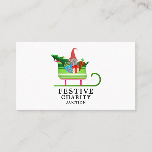Festive Elf Sleigh Festive Charity Auction Event Business Card