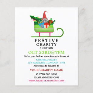 Festive Elf Sleigh, Festive Charity Auction Event Flyer