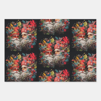 Festive Elflike Santas' Wrapping Paper Sheets