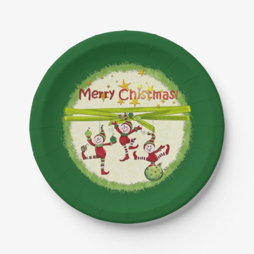 Festive Elves Christmas PARTY Paper Plates