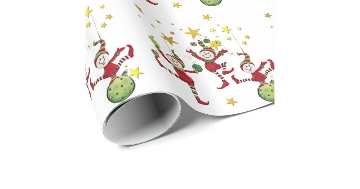 Festive Elves Christmas Wrapping Paper Zazzle