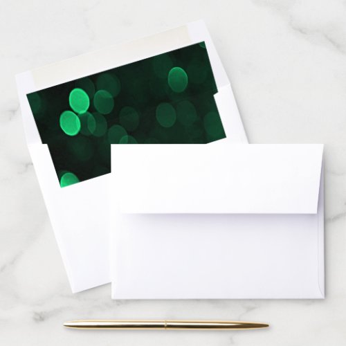 Festive Emerald Green Bokeh Lights Envelope Liner