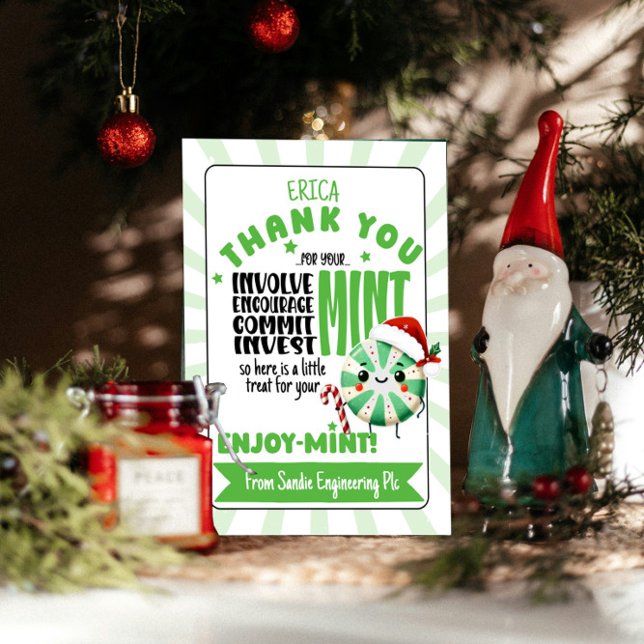 Festive enjoy Mint Holiday Card with Custom Name (Creator Uploaded)