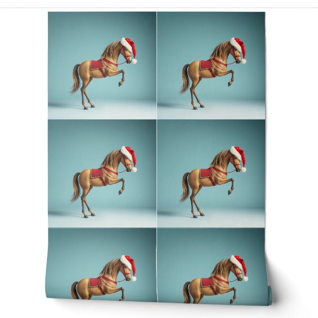 Festive Equestrian Bliss: Horse inChrist Wallpaper Wallpaper (Unrolling)