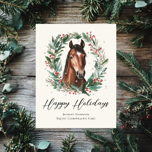 Festive Equestrian Business Corporate Christmas Holiday Card