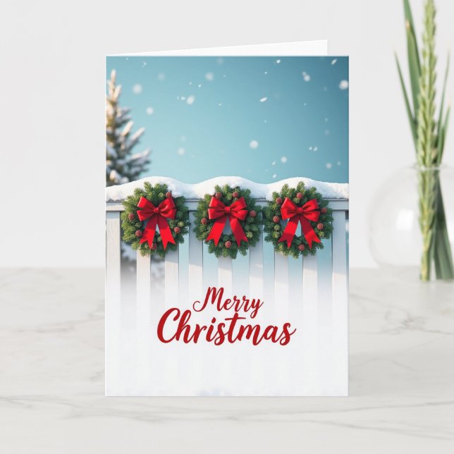 Festive Evergreen Bow Card (Front)
