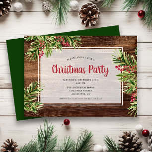 Festive Evergreen Christmas Party Invitation